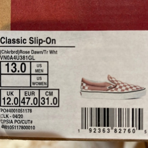 Vans Classic Slip On Rose Dawn Checkerboard/True White Mens - Picture 16 of 16